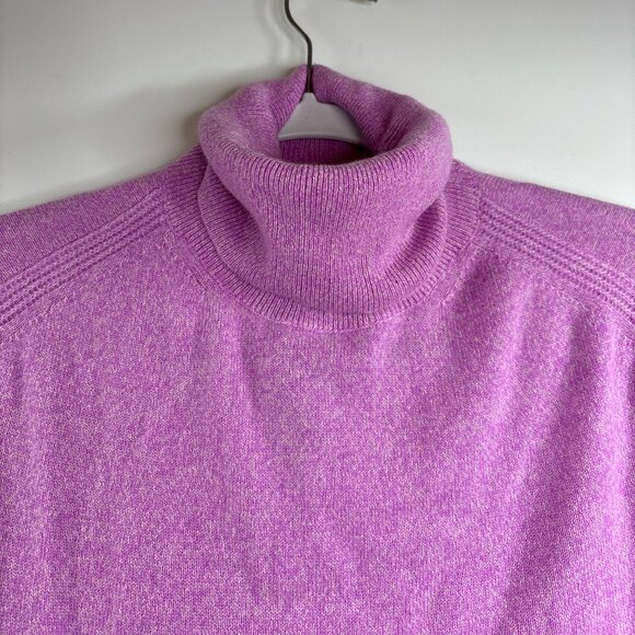 J. Crew 100% Cashmere Marled Fold Over Turtleneck Sweater Size Small Purple NWT - Picture 2 of 12
